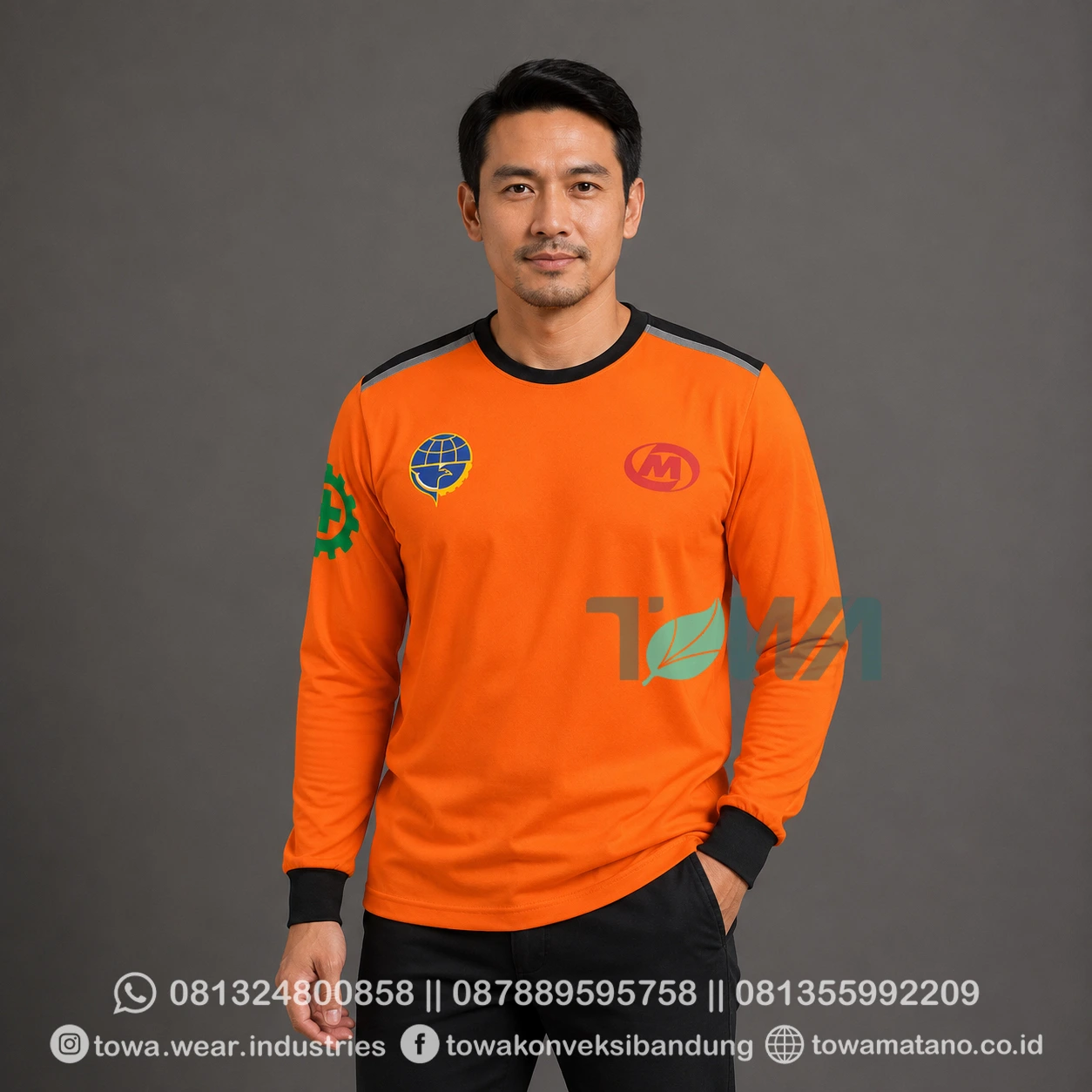 T-shirt Kaos Oblong Lengan Panjang Bahan Cotton Combed 24s Warna Abu Sablon Plastisol Baju Safety Variasi Reflektor Logo K3