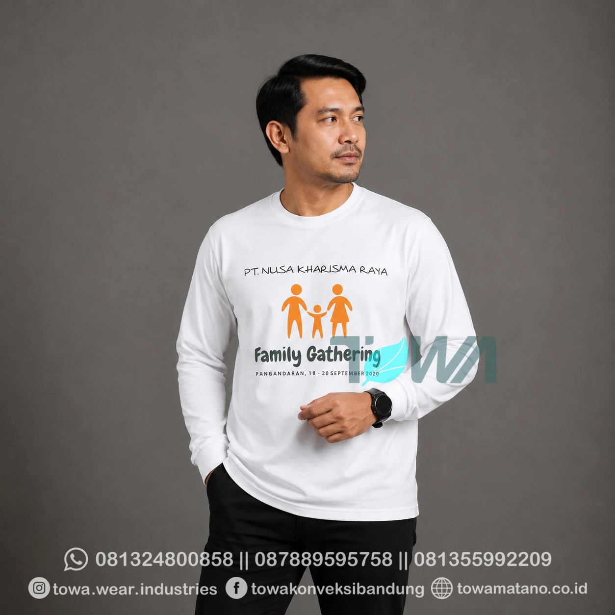 T-shirt Kaos Oblong Lengan Pendek Baju Event Family Gathering Bahan PE double Warna Putih Sablon Plastisol