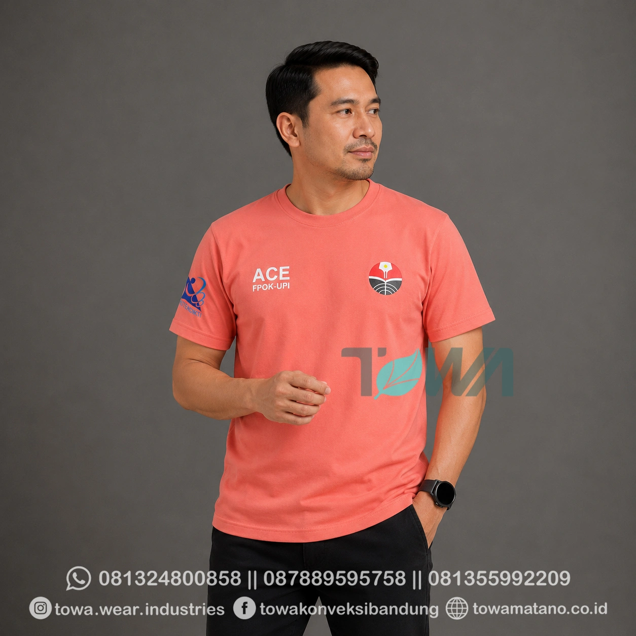 T-shirt Kaos Oblong Lengan Pendek Baju Event Kampus UPI Bahan Cotton Combed 24s Warna Orange Sablon Plastisol