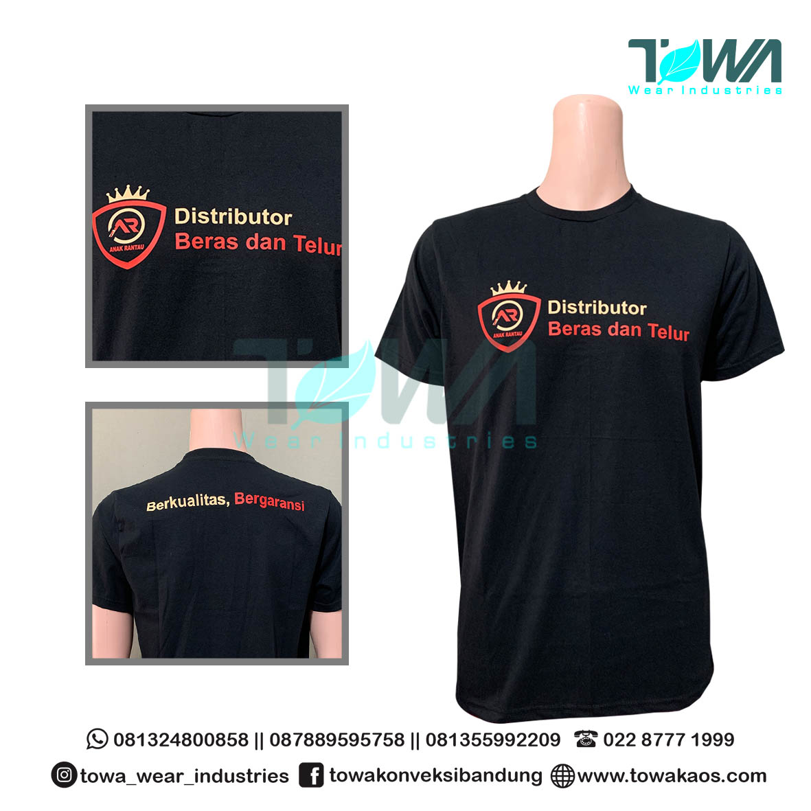 Pabrik Kaos Murah - Baju Kaos Baju Seragam Anak Rantau Combed 24s Hitam