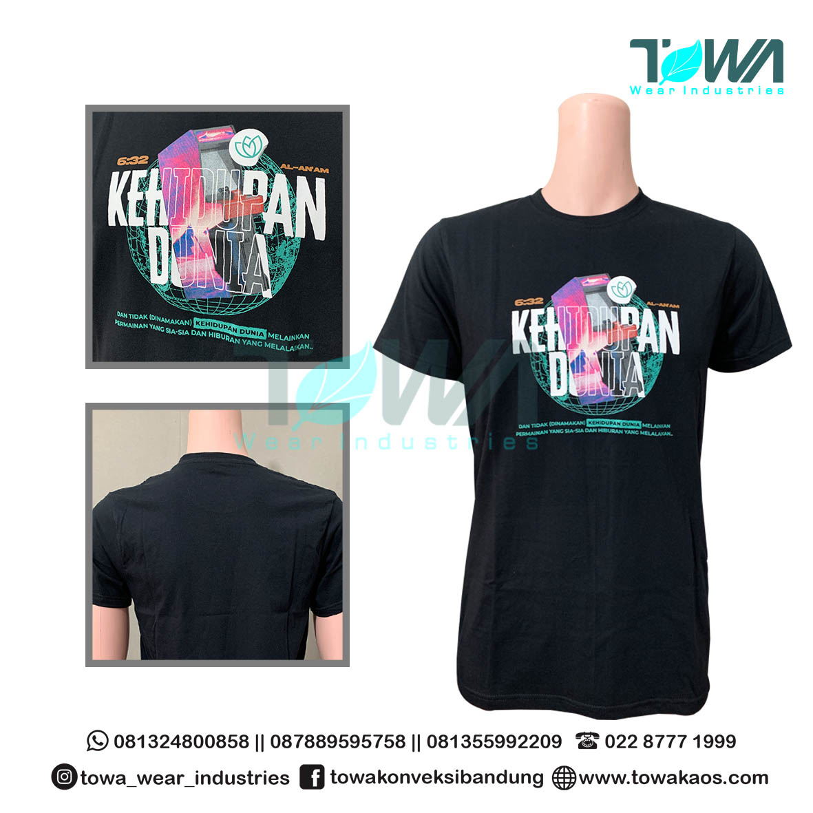 Baju Kaos Malaysia KISA Combed 24s Hitam Sablon CMYK