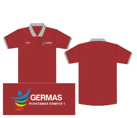 SERAGAM POLO SHIRT MERAH MAROON WARNA FAVORIT PUSKESMAS