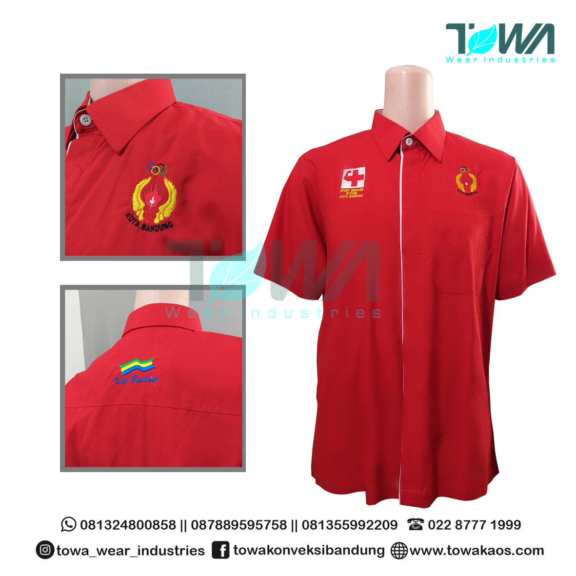 Baju Kemeja Baju Seragam Koni Bandung Warna Merah