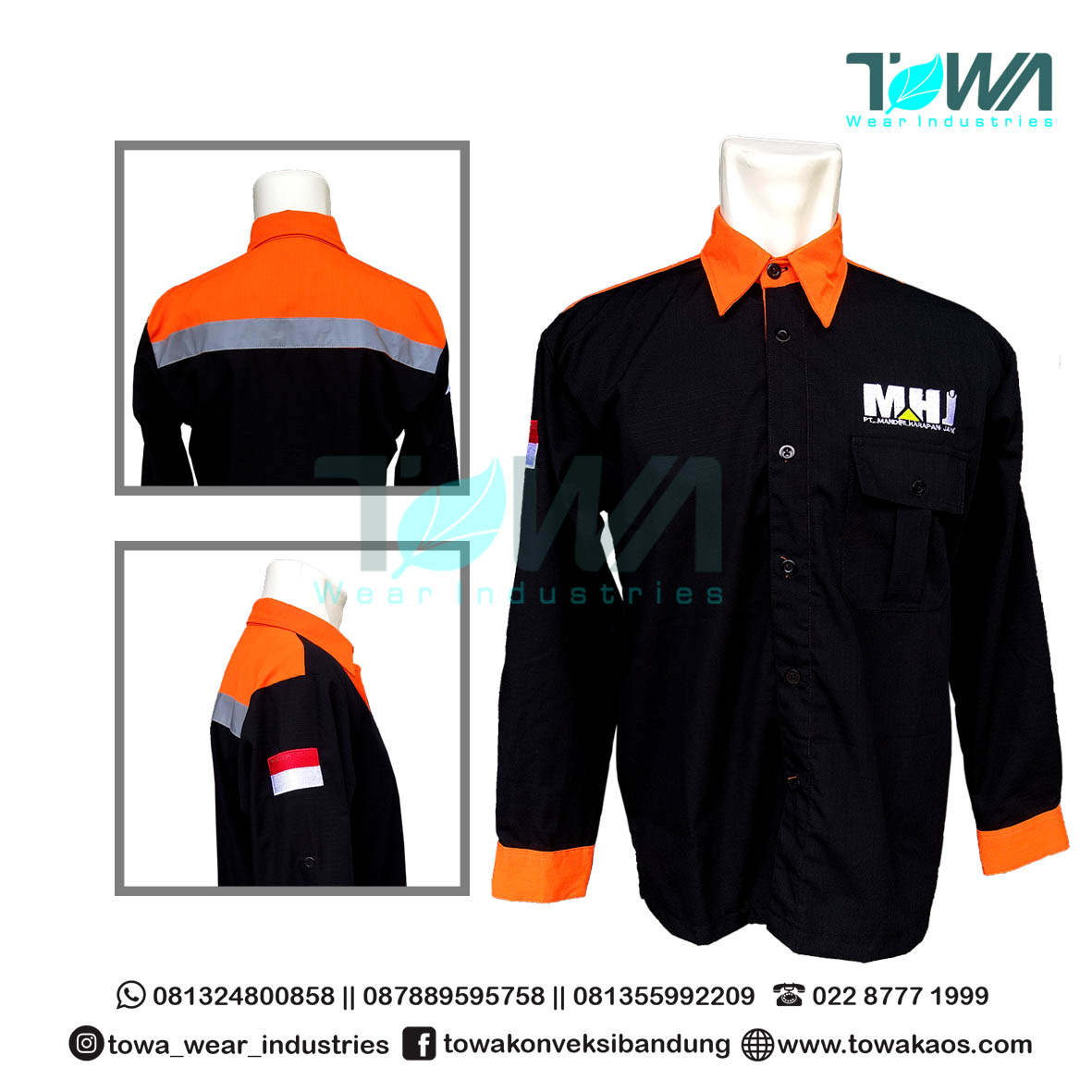 Baju Kemeja Baju Seragam Kerja MHJ Hitam