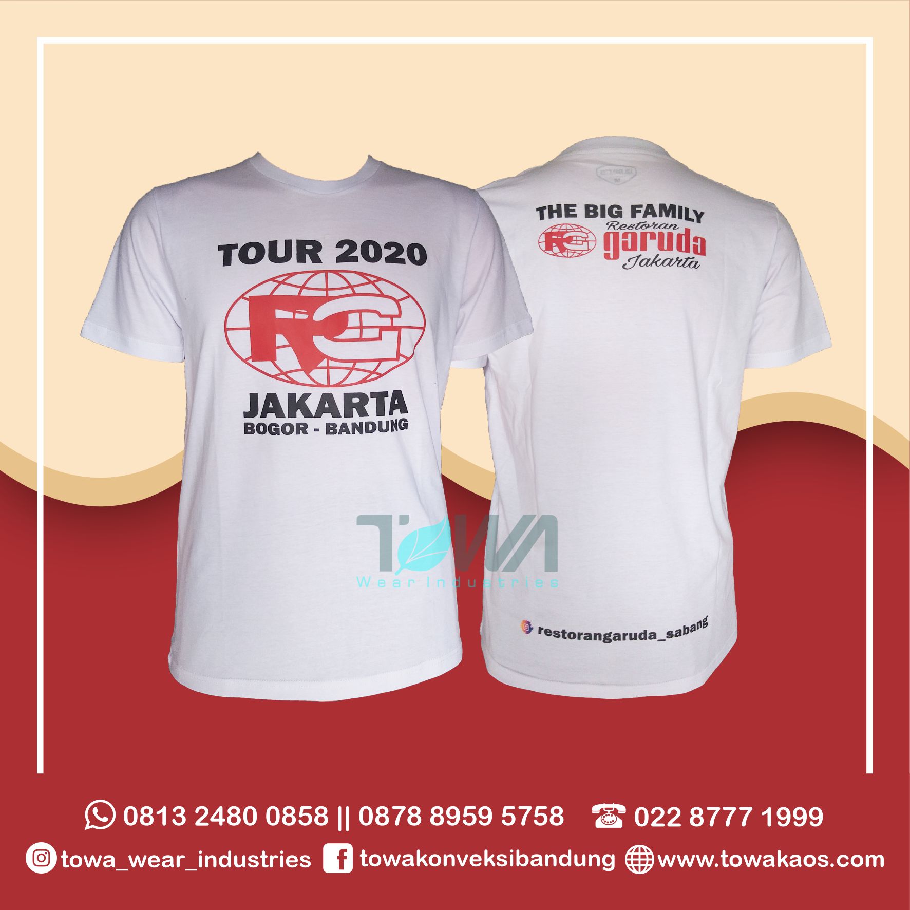 Baju Kaos Restoran Garuda Warna Putih Bahan Cotton Combed