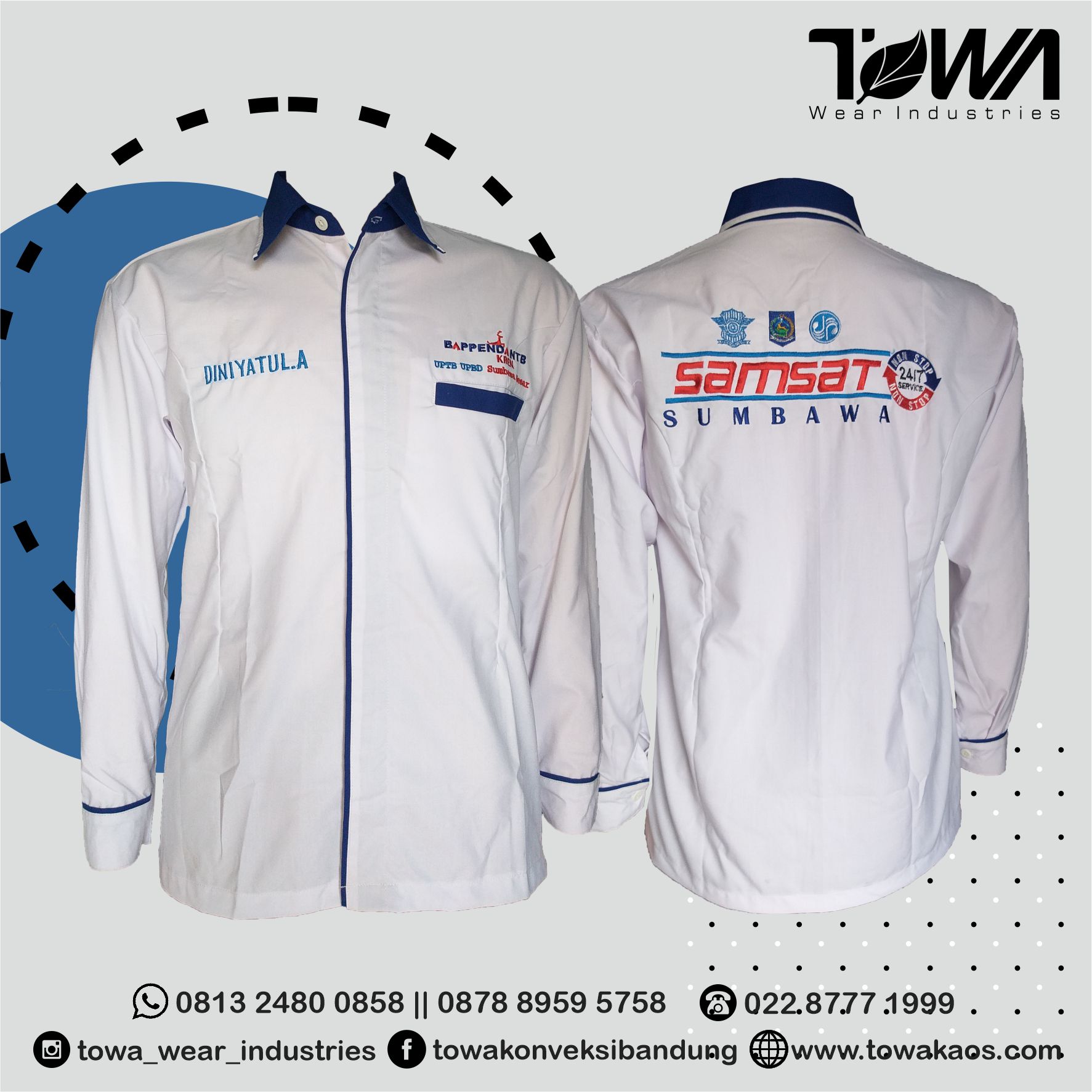 Baju Kemeja Samsat Bahan Pasada Lengan Panjang
