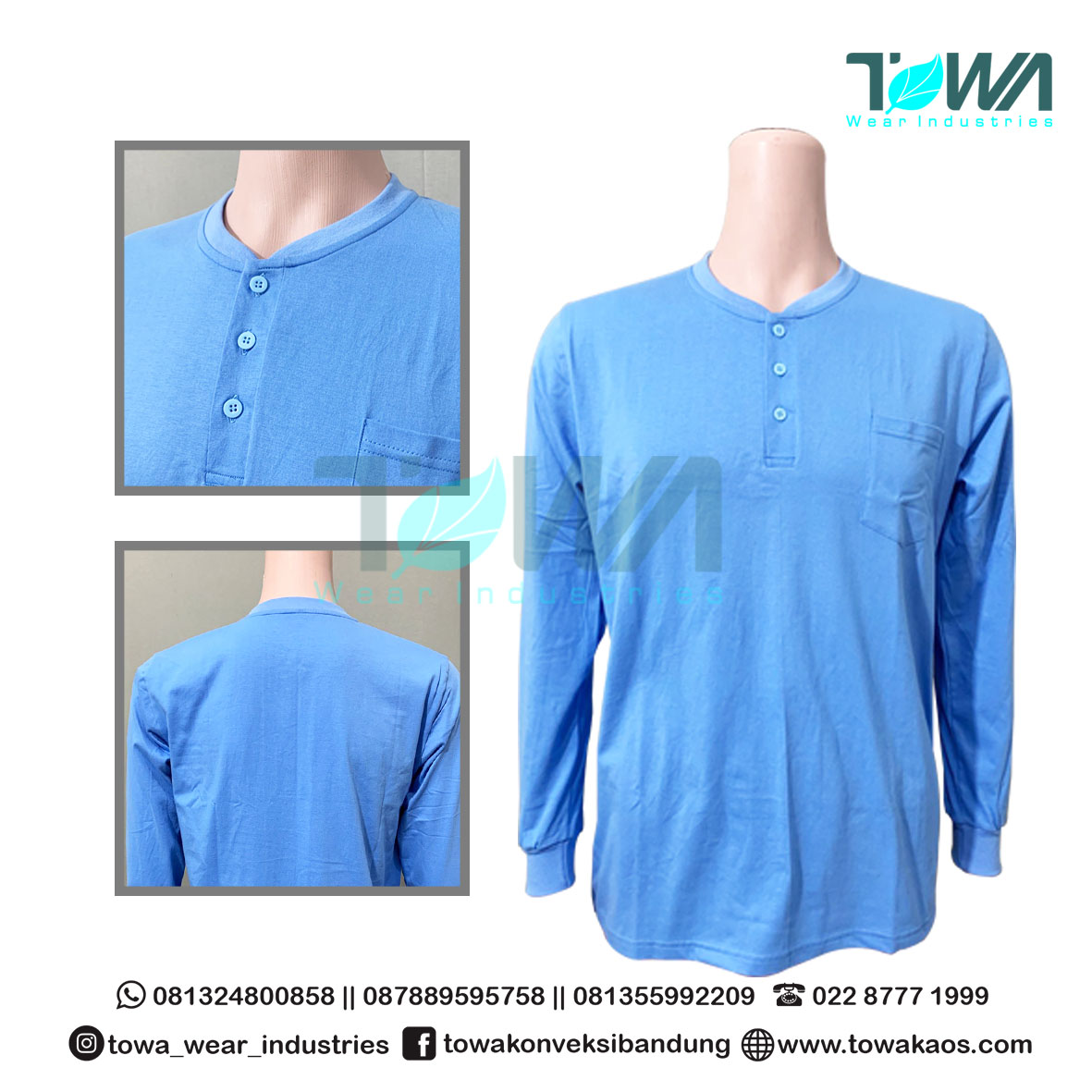 Baju Hanley Lengan Panjang Biru