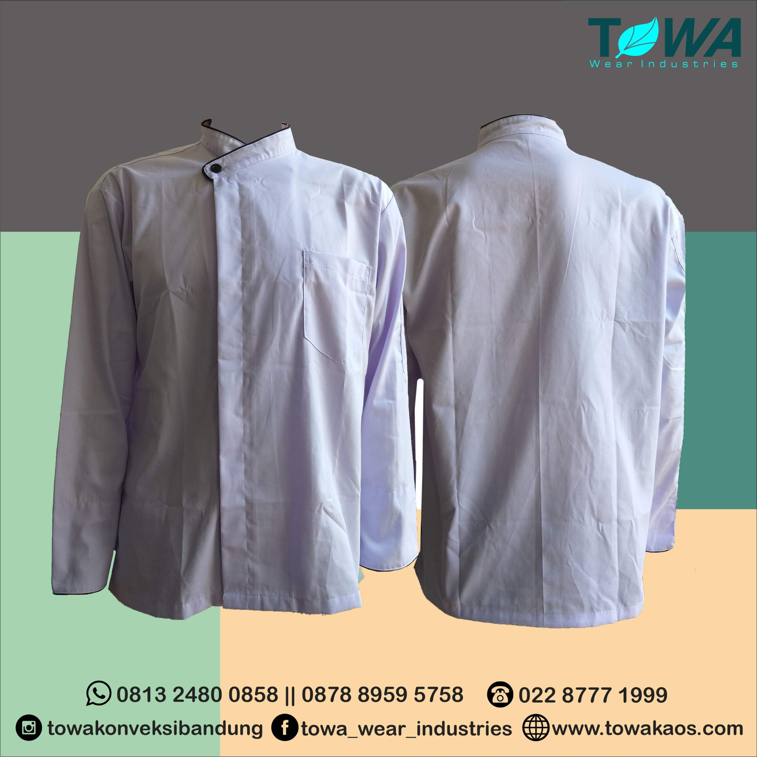 Baju Kemeja Koki PT Sari Puspita Bahan Japan Drill Warna Putih